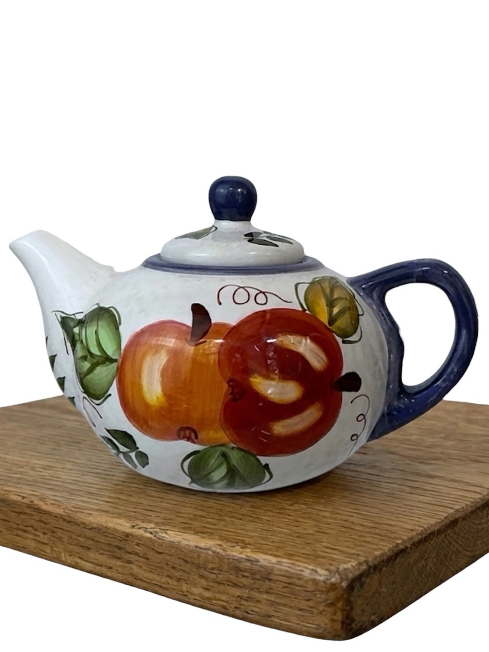 Oneida VIntage Teapot Hand Painted Fruit White MultiColor Collectible 1 Cup 1980